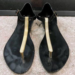 Melissa Honey Black/Gold Thong - Size 6 US